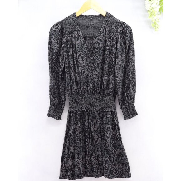 Rails Women's Zana Dress Long Sleeve Charcoal Gray Abstract Animal Print Sz Xs - Picture 1 of 10